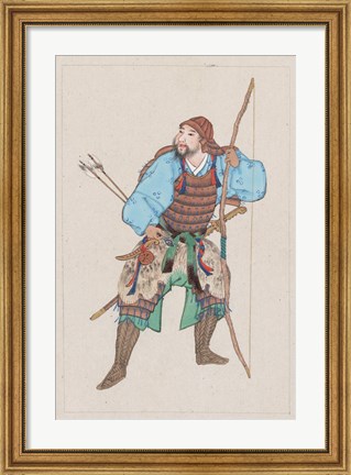 Framed Samurai with bow Print
