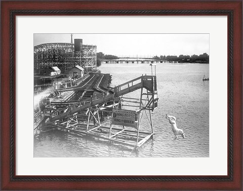 Framed diving horse at the Hanlan&#39;s Point Amusement Park, Toronto, Canada. Print