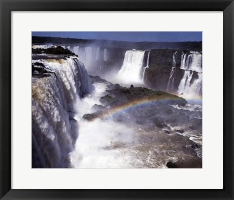 Framed Rainbow over a waterfall, Devil&#39;s Throat, Iguacu Falls, Iguacu River, Parana, Brazil Print