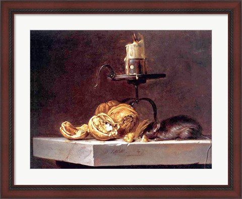Framed Willem Van Aelst  Still Life with Mouse and Candle Print