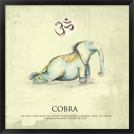 Framed Elephant Yoga, Cobra Pose Print