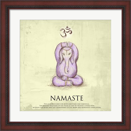 Framed Elephant Yoga, Namaste Pose Print