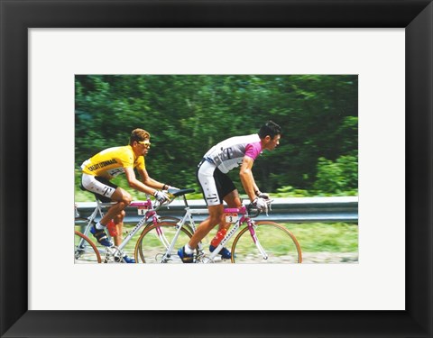 Framed Jan Ullrich and Udo Bolts crossing the Vosges mountains together in the 1997 Tour de France Print