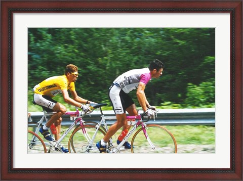 Framed Jan Ullrich and Udo Bolts crossing the Vosges mountains together in the 1997 Tour de France Print