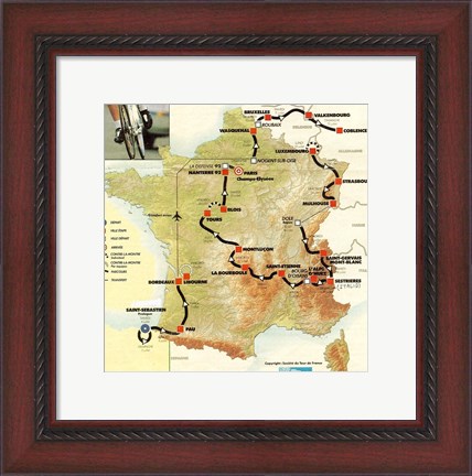 Framed Tour de France 1992 map Print