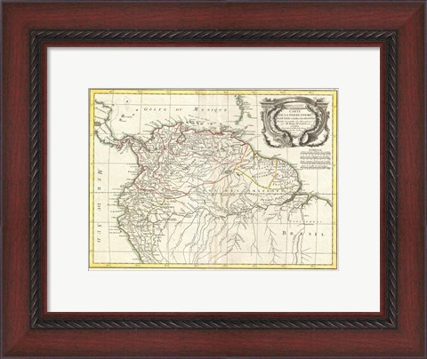 Framed 1771 Bonne Map of Tierra Firma Print