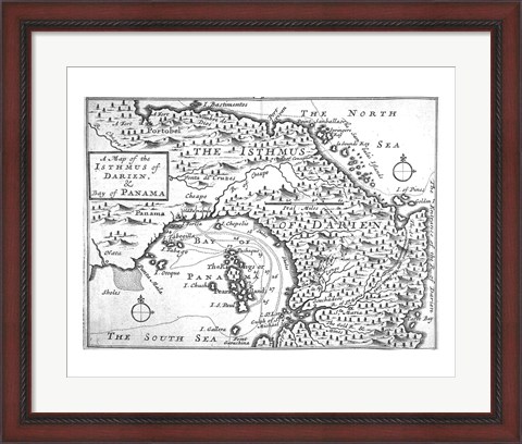 Framed Map of the Isthmus of Darien and Panama Print