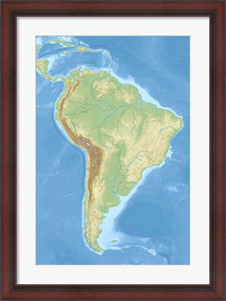 Framed South America relief location map Print