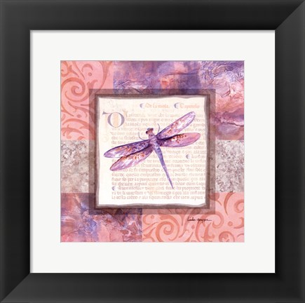 Framed Collaged Dragonflies III Print