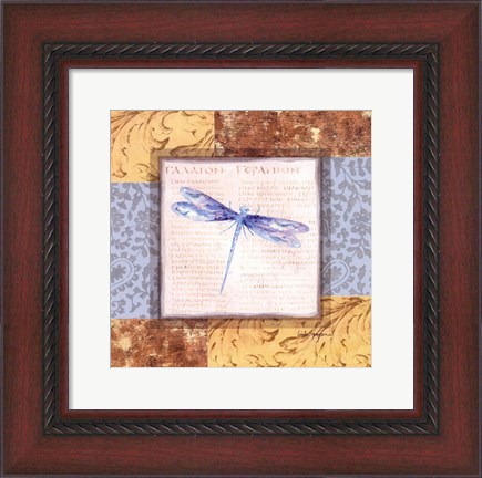 Framed Collaged Dragonflies V Print