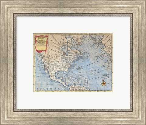 Framed 1747 Bowen Map of North America Print