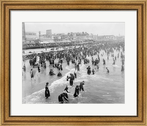 Framed Beach at Atlantic City Print