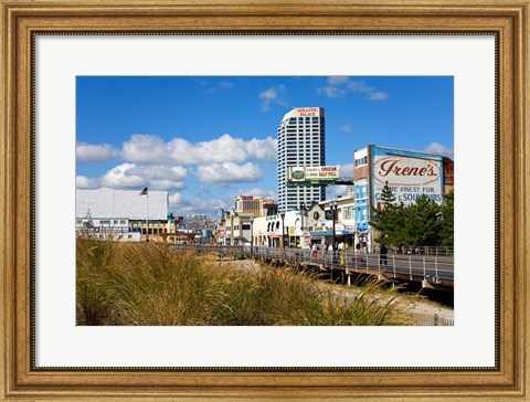Framed Boardwalk Stores, Atlantic City, New Jersey, USA Print