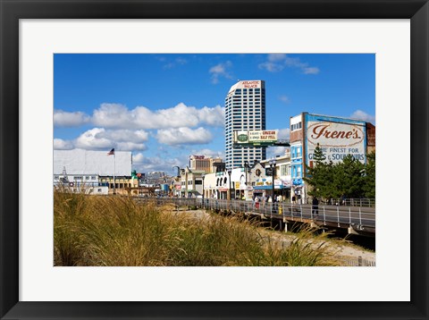 Framed Boardwalk Stores, Atlantic City, New Jersey, USA Print