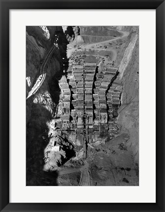 Framed Dam structure as seen from skip on 150-ton cableway. View is made on center line of structure from elevation 1000 Print