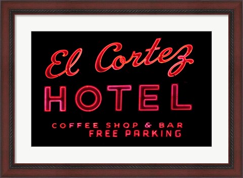 Framed Historic El Cortez Hotel neon sign, Freemont Street, Las Vegas Print