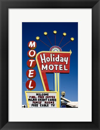 Framed Holiday Motel Sign, Las Vegas, Nevada Print