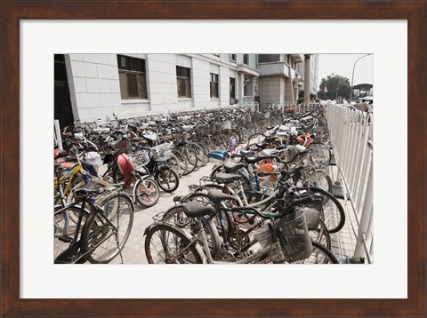 Framed Bicycles parked outside a building, Beijing, China Print