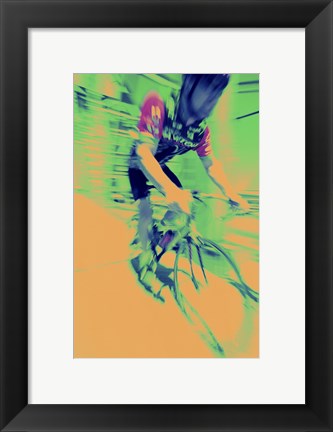 Framed Young man riding a bicycle - yellow Print