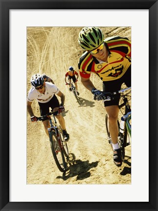 Framed Group of people riding bicycles in a race Print