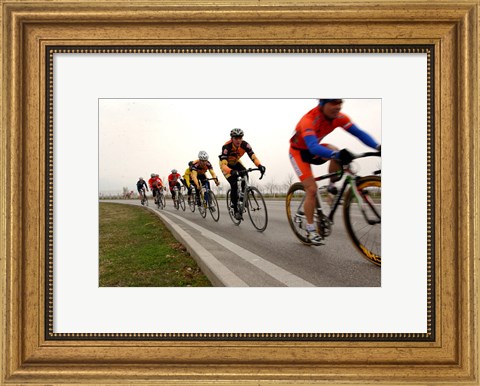 Framed Military Cyclists in pace line Print