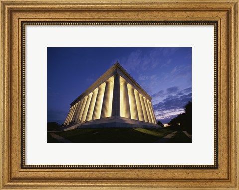 Framed Low angle view of the Lincoln Memorial lit up at night, Washington D.C., USA Print