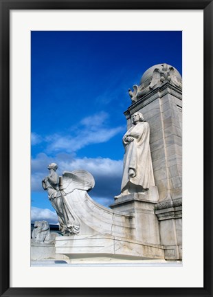 Framed Statue of Christopher Columbus in front of railroad station, Union Station, Washington DC, USA Print
