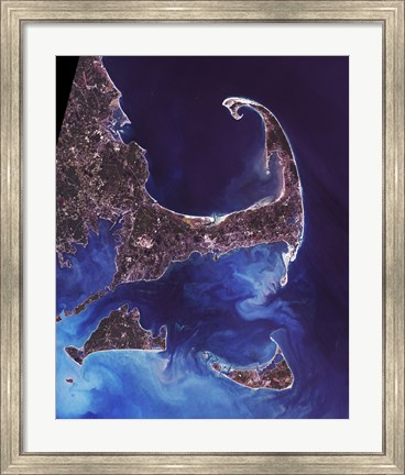 Framed Cape Cod - from space Print