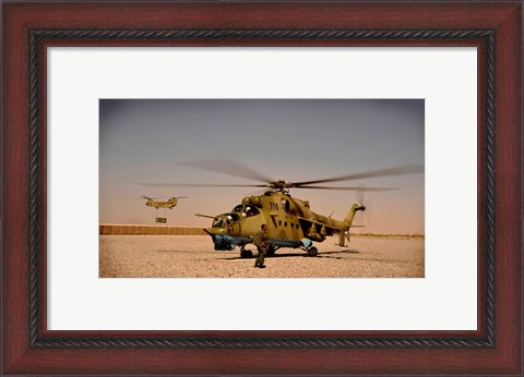 Framed Afghan Air Corps Mi-35 at Kandahar Airfield, 2009 Print