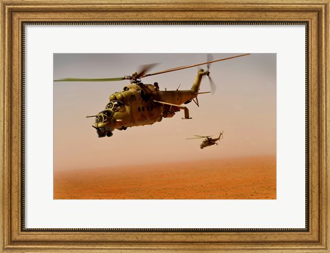 Framed Afghan Air Corps Mi-35 helicopters Print