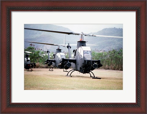 Framed Three AH-1 Cobra gunship helicopters Print