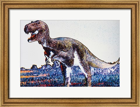 Framed Colorful Close-up of a tyrannosaurus rex Print