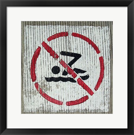 Framed No Swimming Print