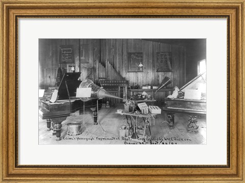 Framed Edison&#39;s phonograph, Experimental Dept., Orange, N.J. Print