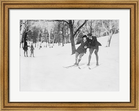 Framed Learning to Ski, Quebec Print
