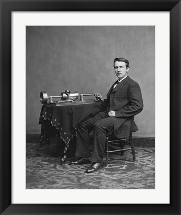 Framed Edison and phonograph Print