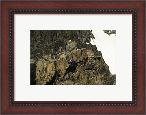 Framed High angle view of a person mountain climbing, Ansel Adams Wilderness, California, USA Print