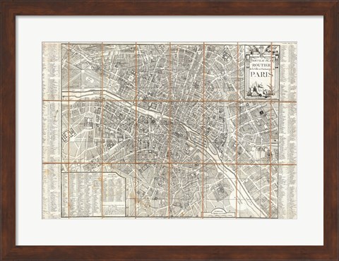 Framed 1780 Esnauts and Rapilly Case Map of Paris Print
