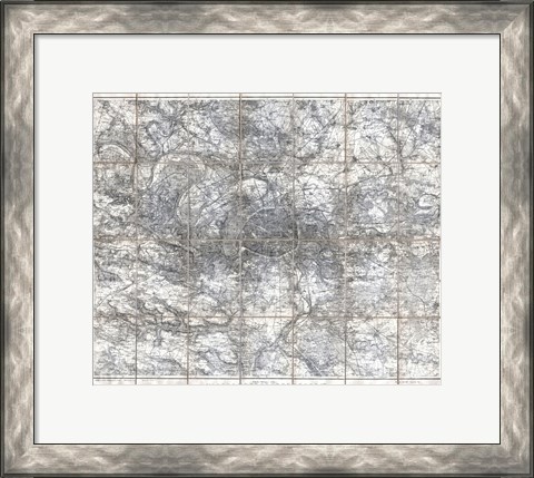 Framed 1902 L&#39;Armee Case Map of Paris and Environs Print