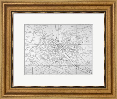 Framed Paris map circe 1739 Print