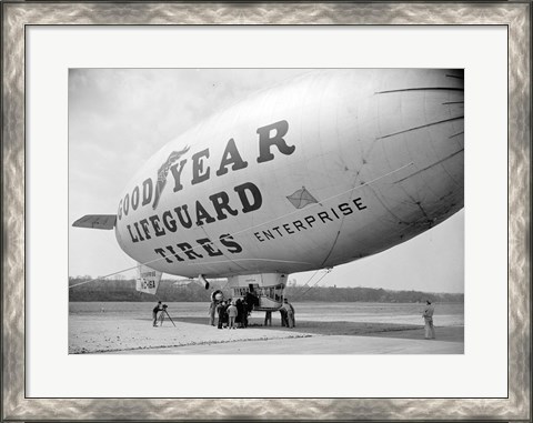 Framed Goodyear Blimp at Washington Air Post, 1938 Print