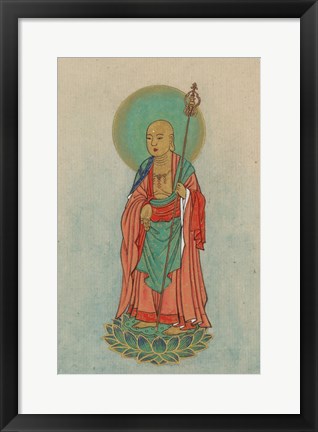 Framed Buddha Standing on a Lotus Print