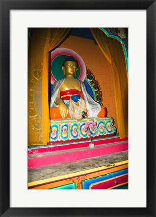 Framed Statue of Buddha in a temple, Paugha, Annapurna Range, Nepal Print