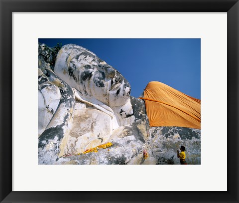 Framed Silhouette of the Seated Buddha Closeup, Wat Mahathat, Sukhothai, Thailand Print