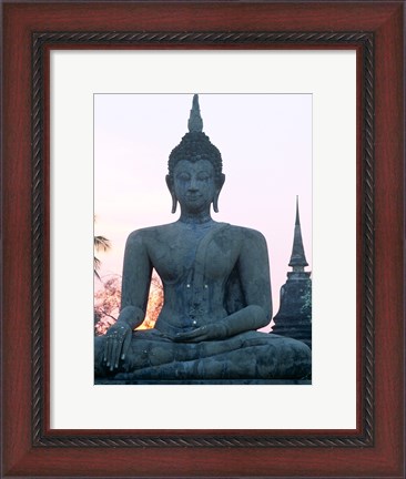 Framed Front view of the Seated Buddha, Wat Mahathat, Sukhothai, Thailand Print