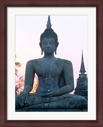 Framed Front view of the Seated Buddha, Wat Mahathat, Sukhothai, Thailand Print