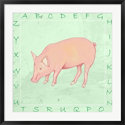 Framed Pig Alphabet Print