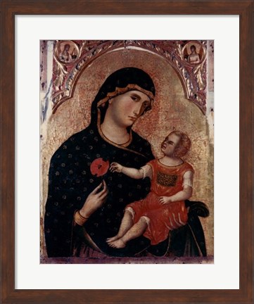 Framed Madonna Holding Rose with Child Print