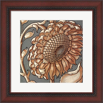 Framed Sunflower Woodblock II Print