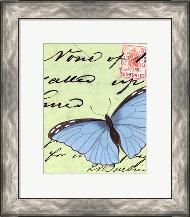 Framed Le Papillon Script III Print
